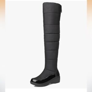Black Knee-High Waterproof Snow Boots - Warm Fur Lined